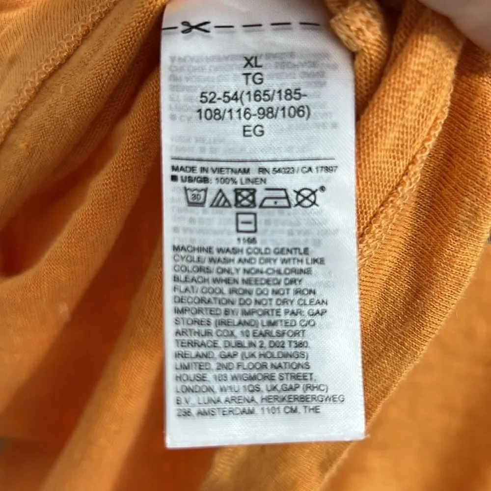 Banana Republic orange 100% linen short sleeve shirt